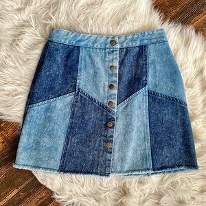 Denim Patchwork Mini Skirt